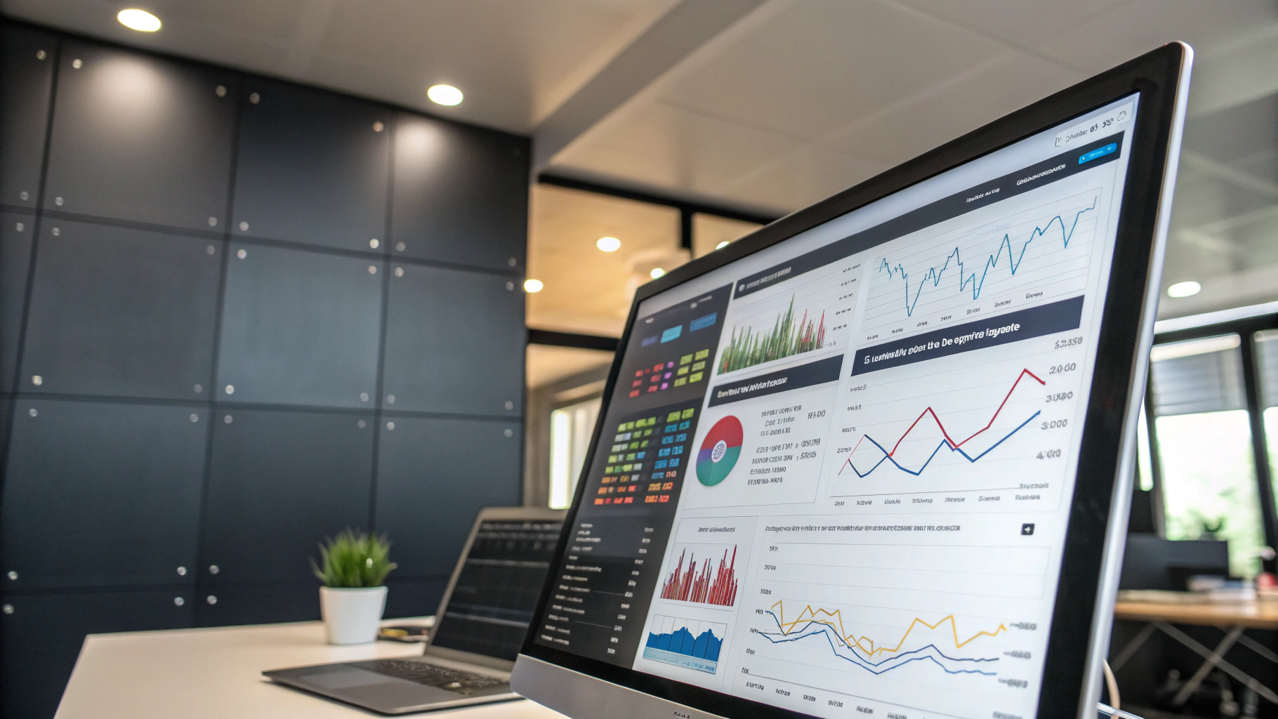 Digital strategy audit dashboard showing network flow and security metrics